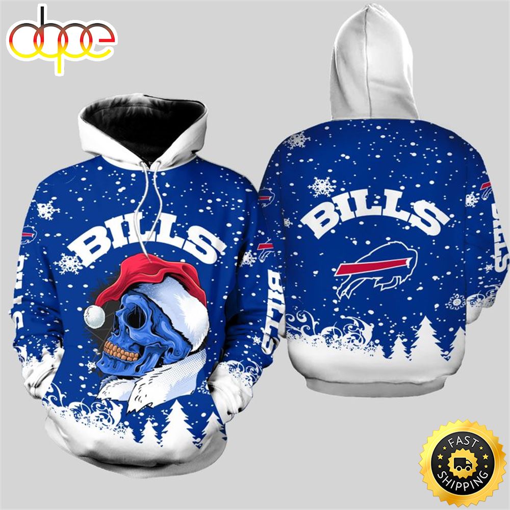 Buffalo Bills Christmas Skull Football NFL All Over Print Hoodie Shirt