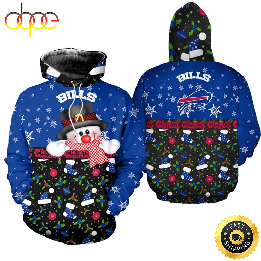 Buffalo Bills Christmas Snowman Football NFL All Over Print Hoodie Shirt