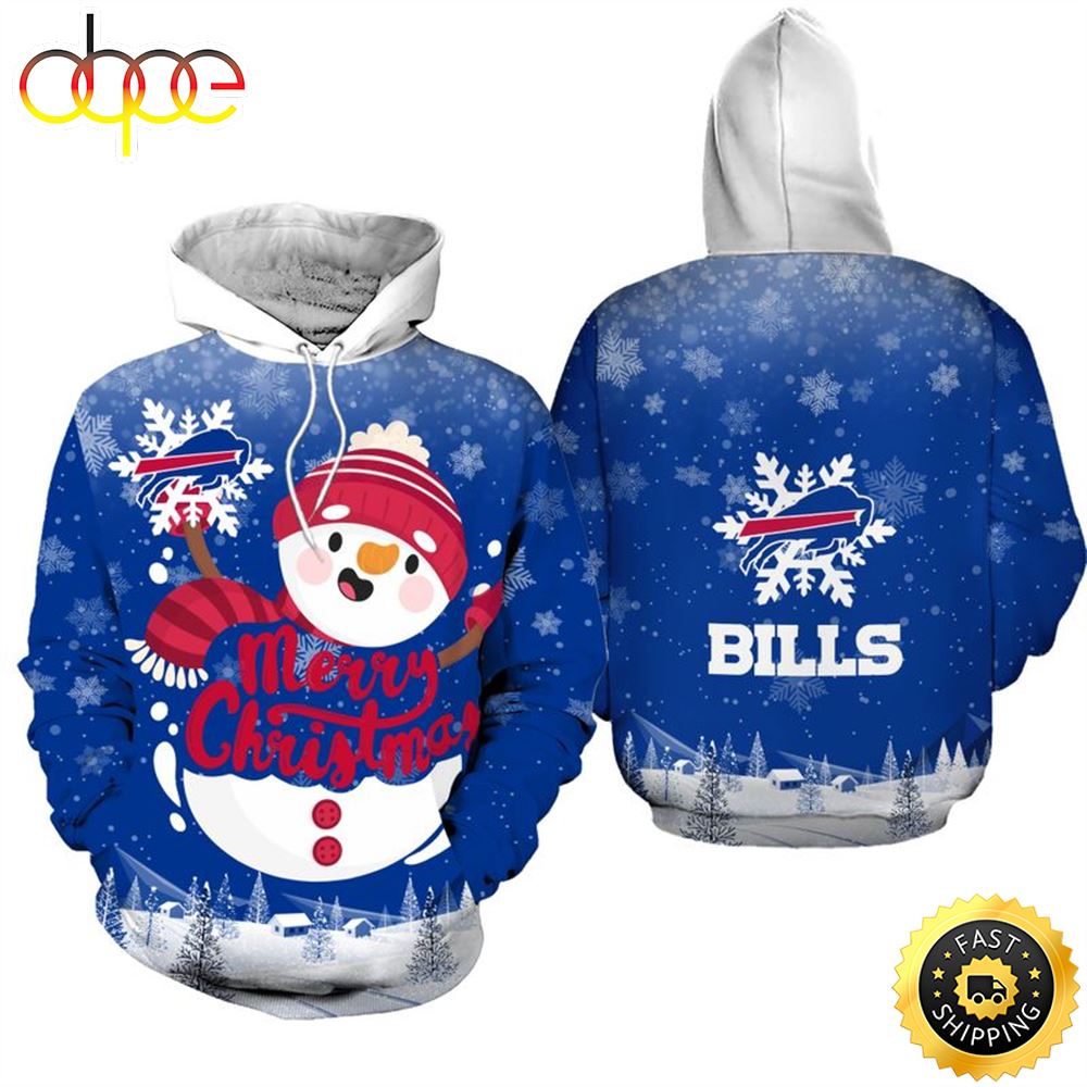 Buffalo Bills Christmas Snowman Football NFL All Over Print Christmas Hoodie