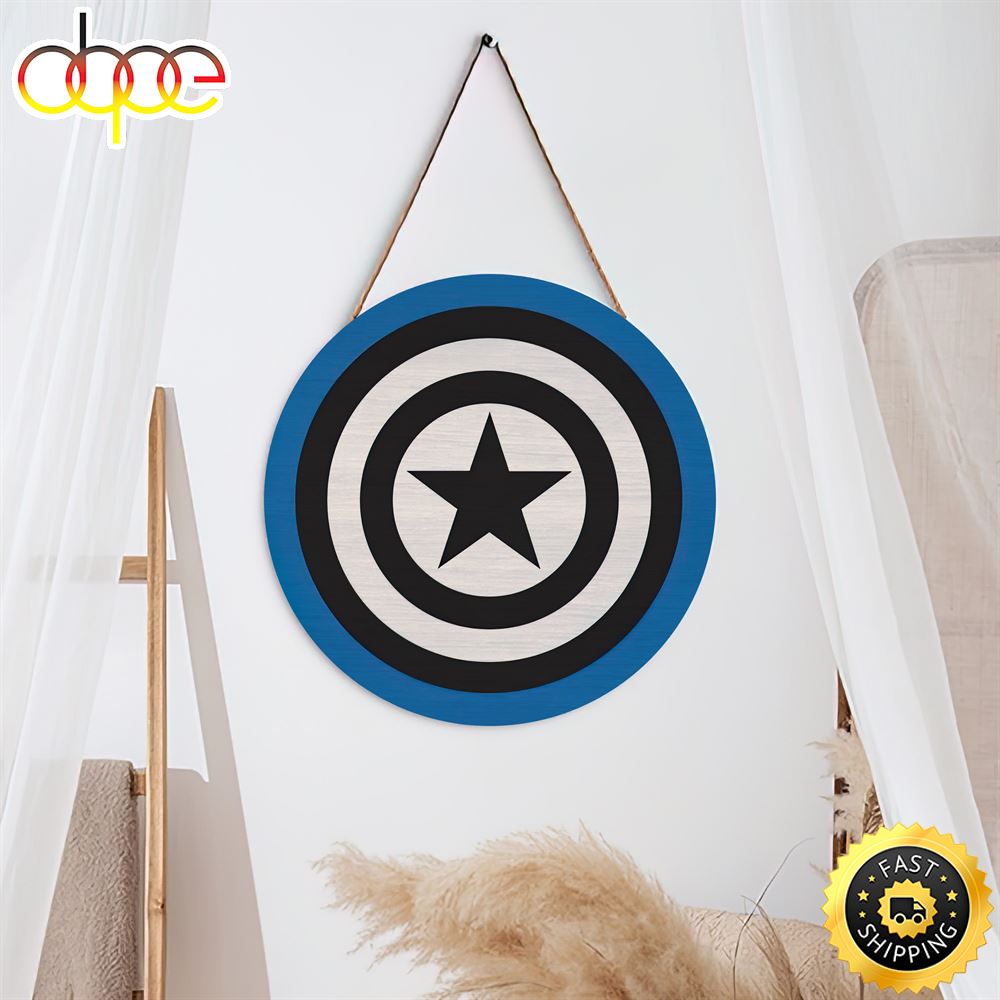 Captain America Shield Icon Classic Round Wood Marvel Sign