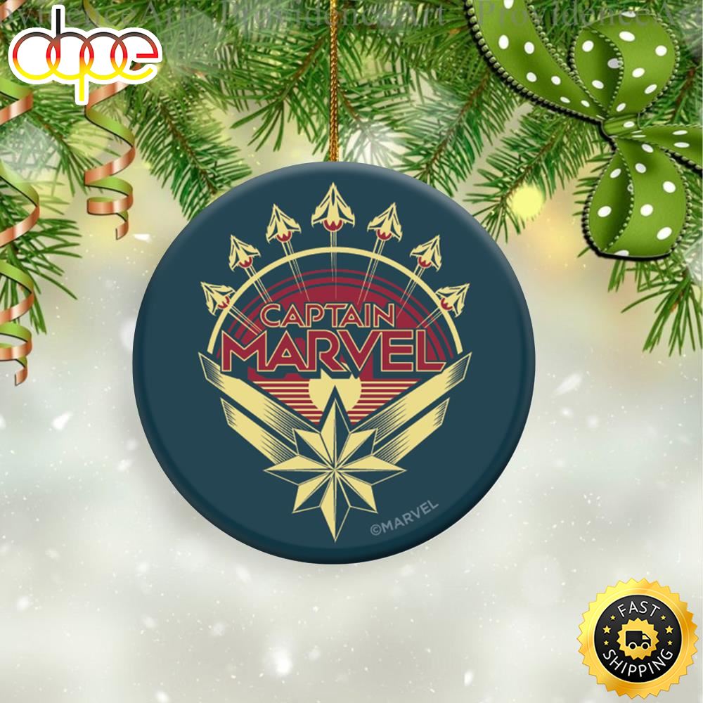 Captain Marvel Logo Superhero Marvel Christmas Tree Ornament