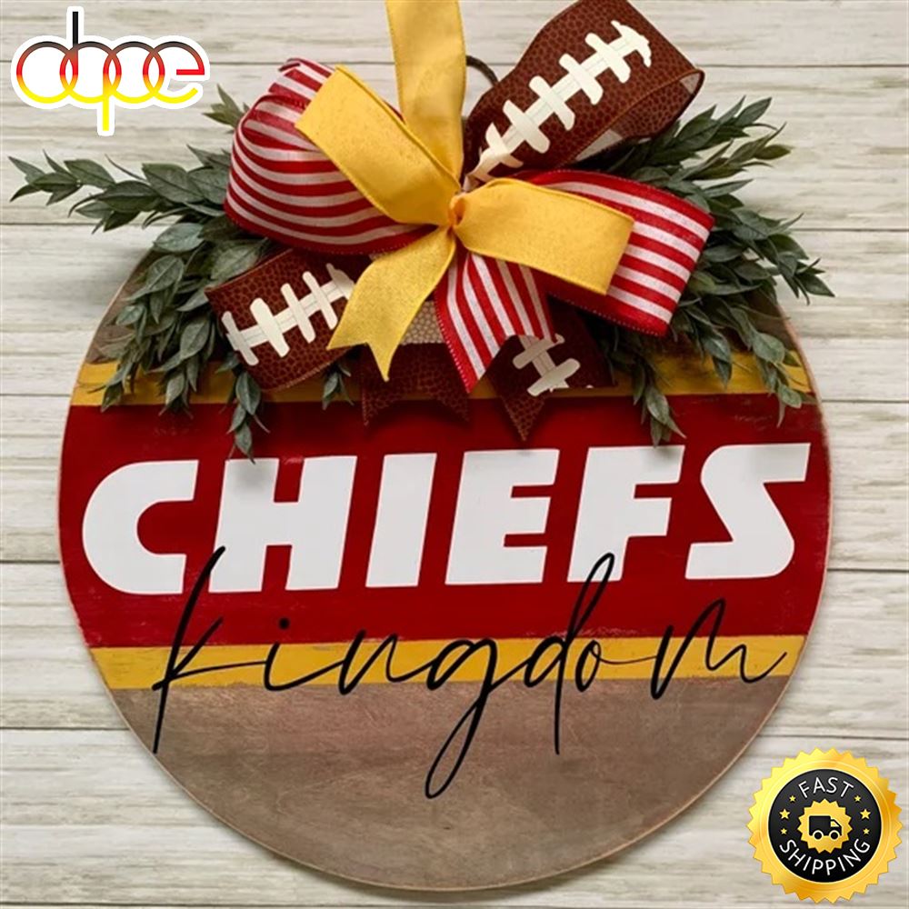 Chiefs Door Hanger KC Chief Door Sign NFL Christmas Round Sign