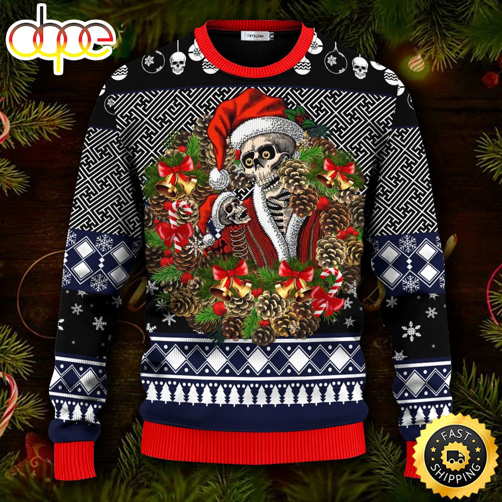 Christmas Santa Claus Skull Ugly Christmas Skull Sweater Christmas