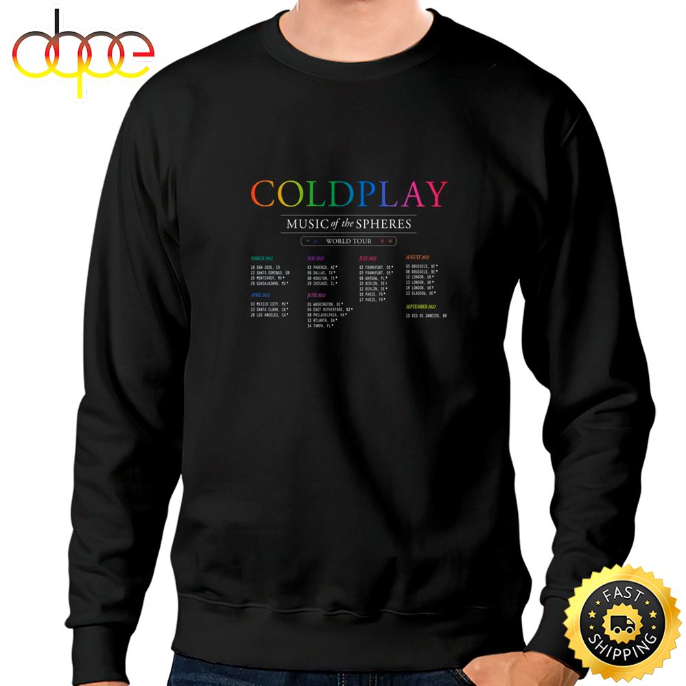 Coldplay Music Of The Spheres American Tour 2022 Unisex Black T Shirt