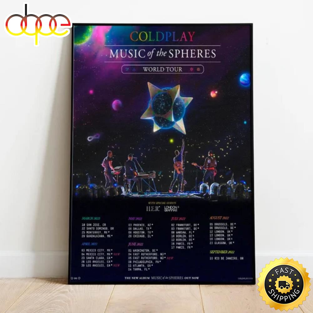 Coldplay Music Of The Spheres World Tour 2022 2023 Dates Poster Canvas