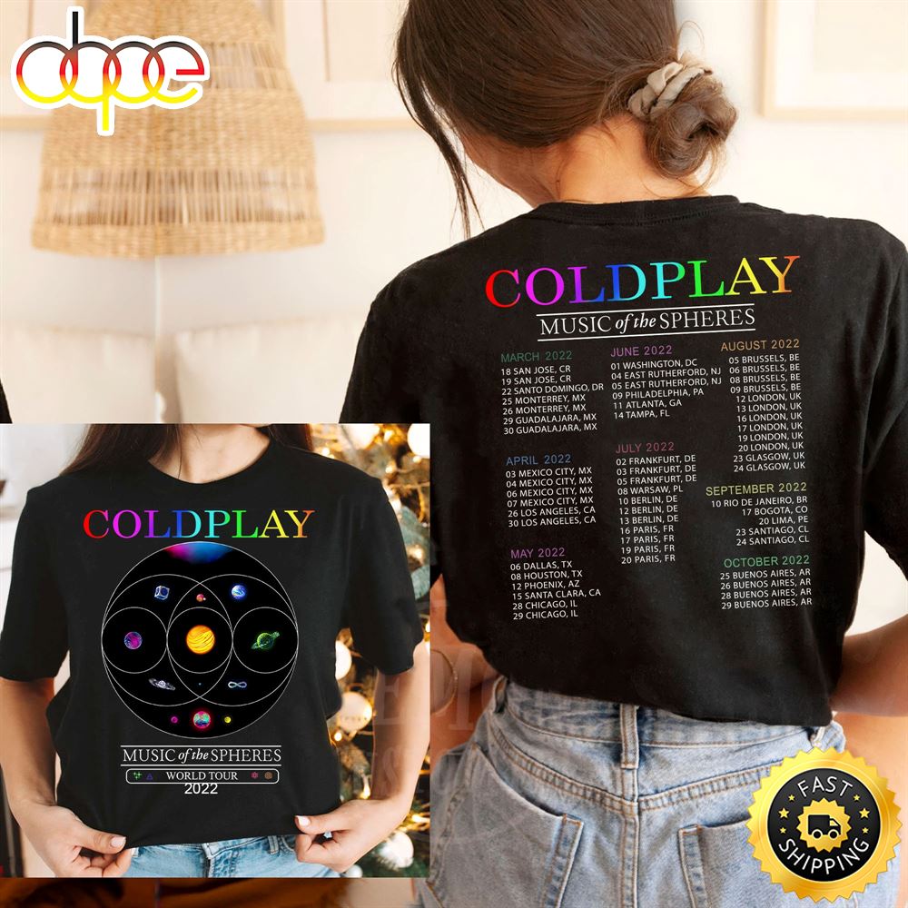 Coldplay Music Of The Spheres World Tour 2022 Dates T-shirt