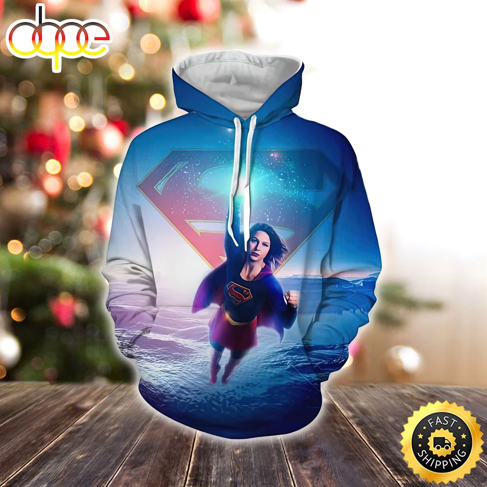 Cool Supergirl Kara Danvers Flying Superheroine Blue Marvel Christmas All Over Print Shirt