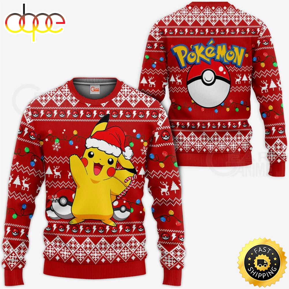 Cute Pikachu Pokemon Xmas Ugly Christmas Sweater 1