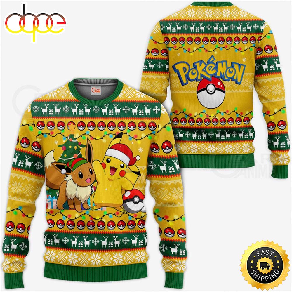 Cute PokemonXmas Pikachu Ugly Christmas Sweater 1