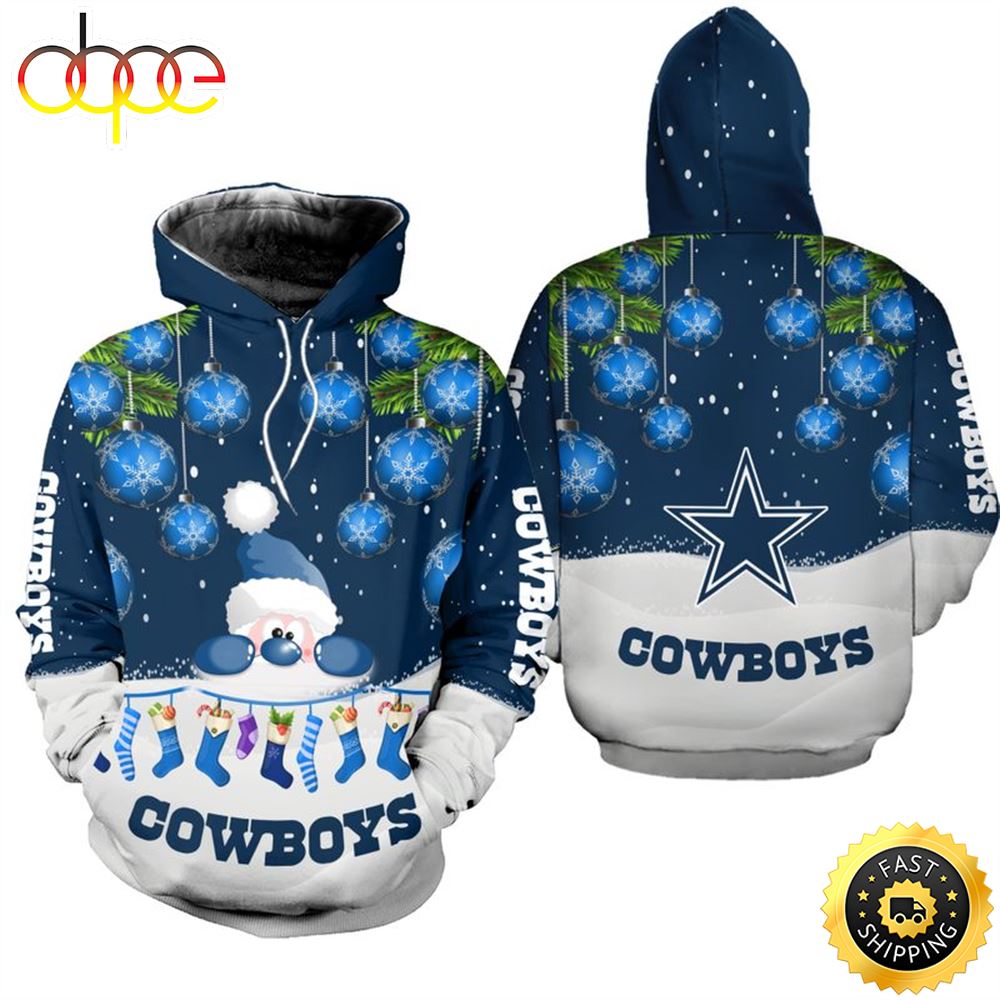 Dallas Cowboys Christmas Santa Football NFL All Over Print Hoodie Shirt