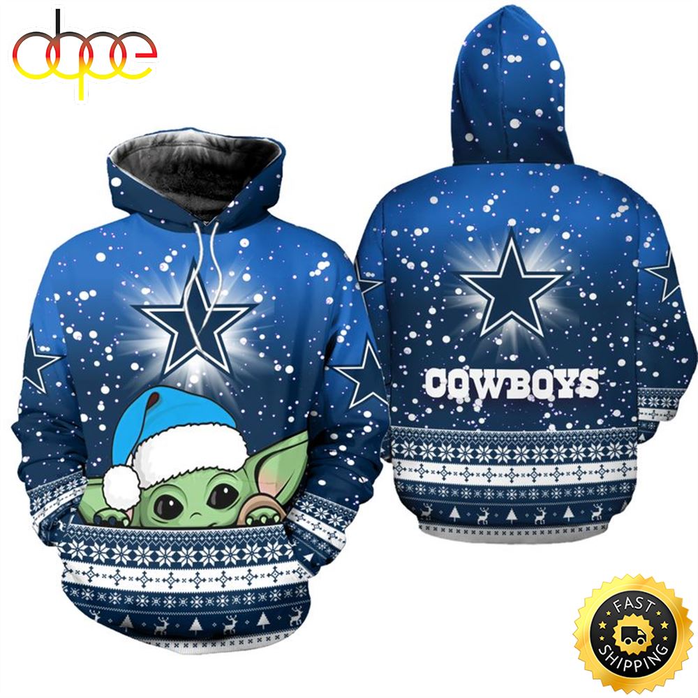 Dallas Cowboys Christmas Yoda Football NFL All Over Print Hoodie Shirt