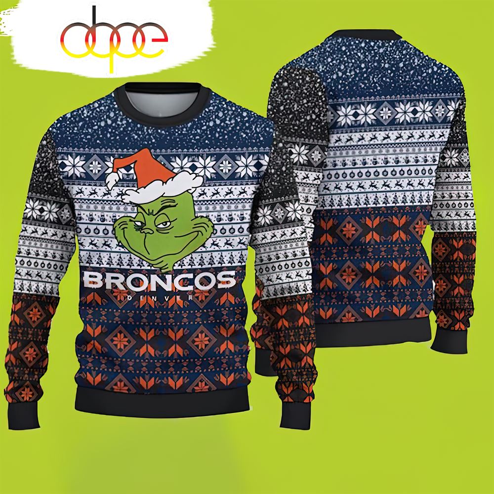Denver Broncos Christmas Grinch Christmas Sweater Broncos Christmas Sweater