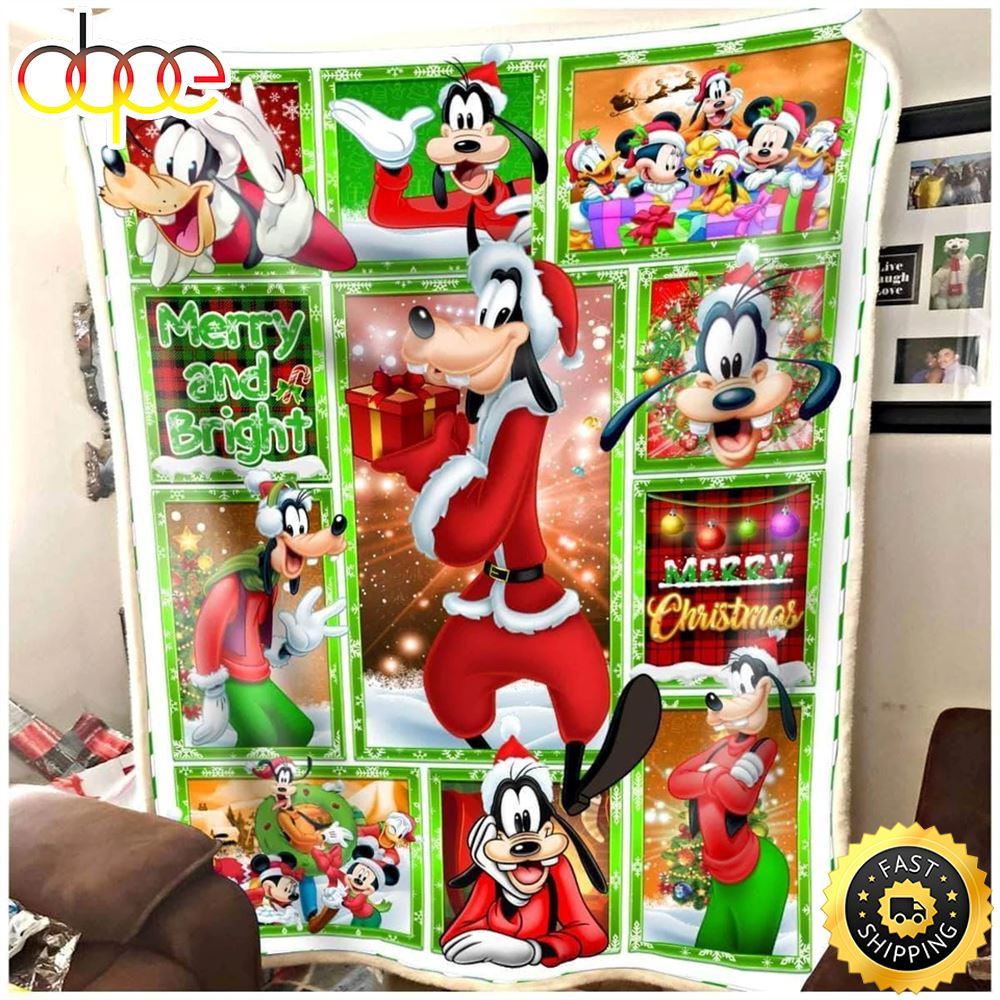Disney Christmas Goofy Merry And Bright Christmas Blanket