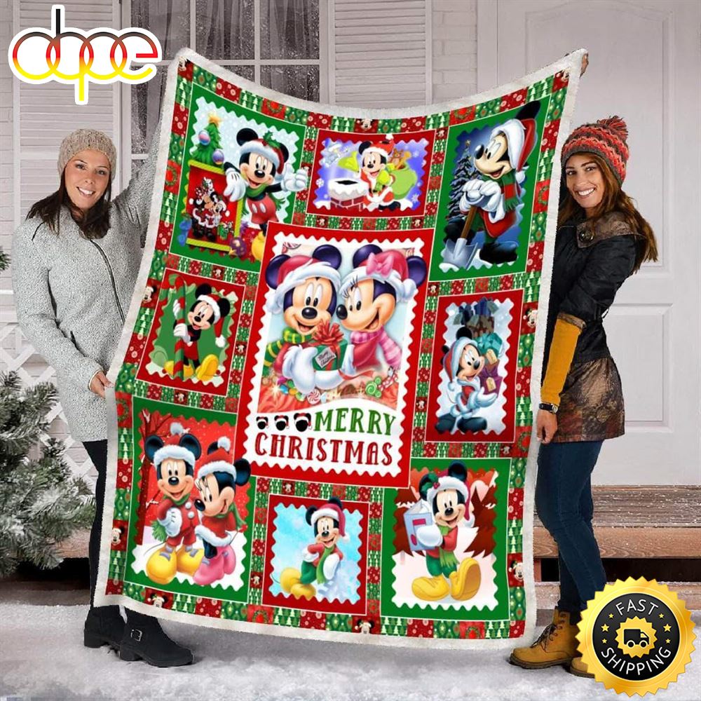 Disney Mickey Mouse Merry Christmas Red Green Disney Blanket Christmas