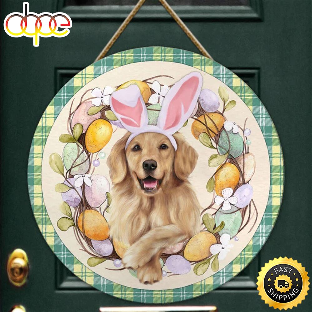 Easter Dog Golden Retriever Bunny Dog Christmas Sign