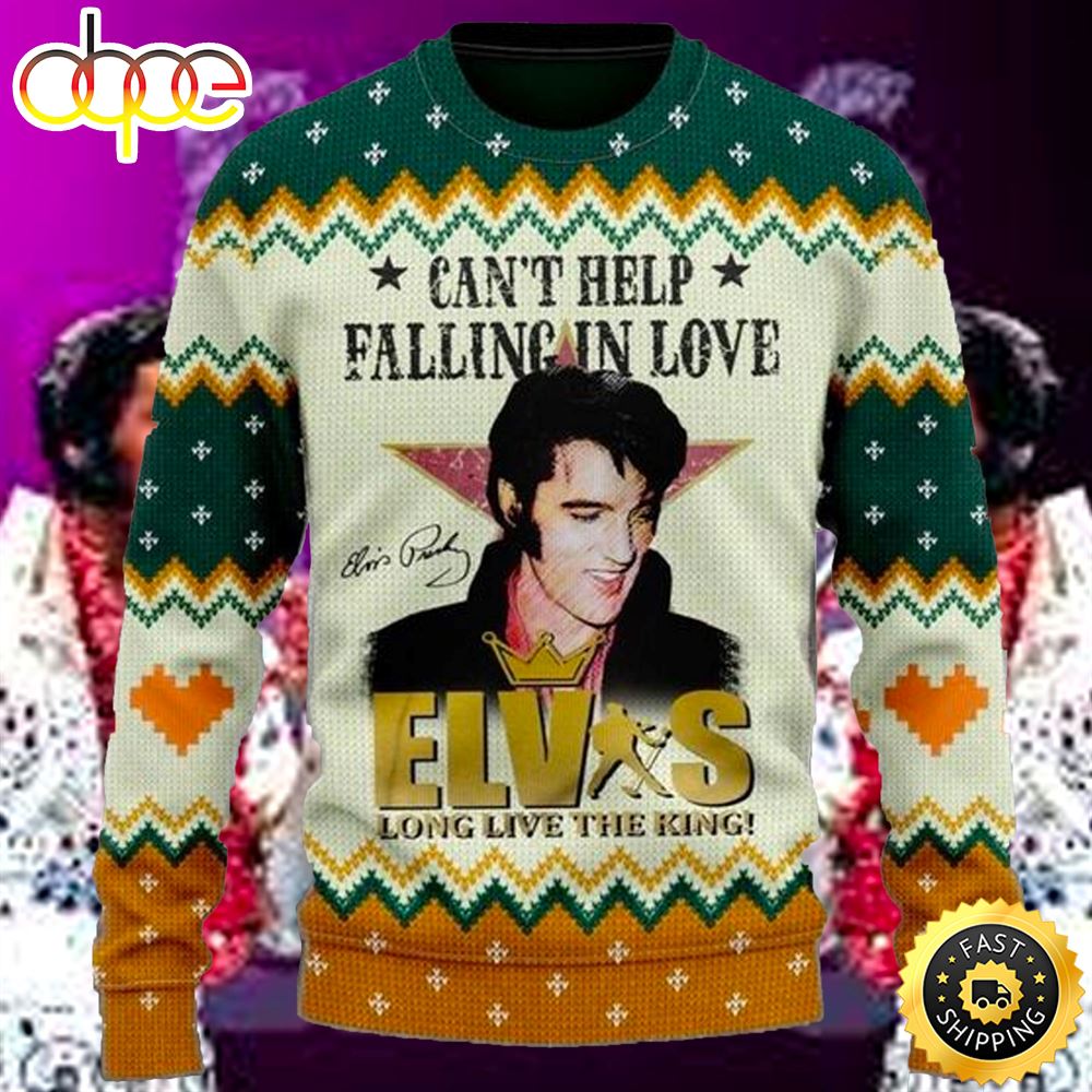 Elvis Presley Long Live The King Ugly Christmas Sweater 1