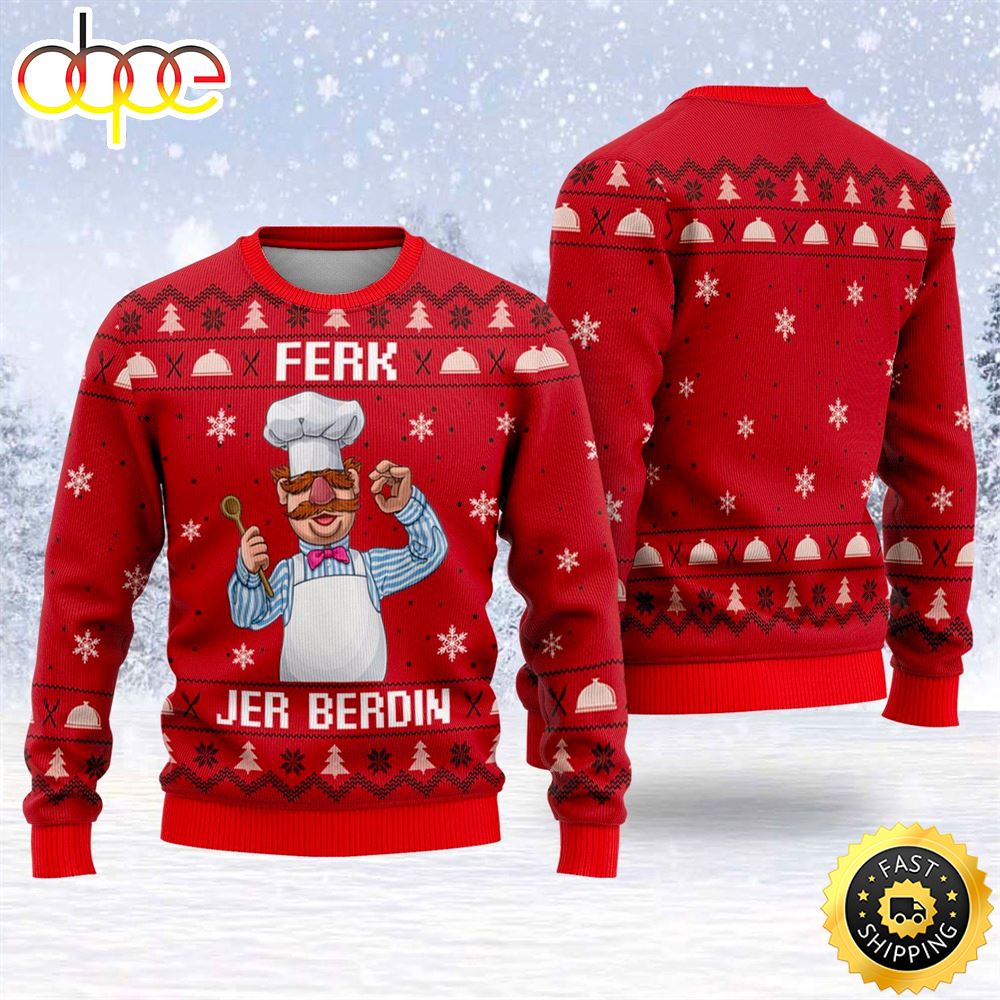 Ferk Jer Berdin The Swedish Chef Christmas Ugly Sweater 1