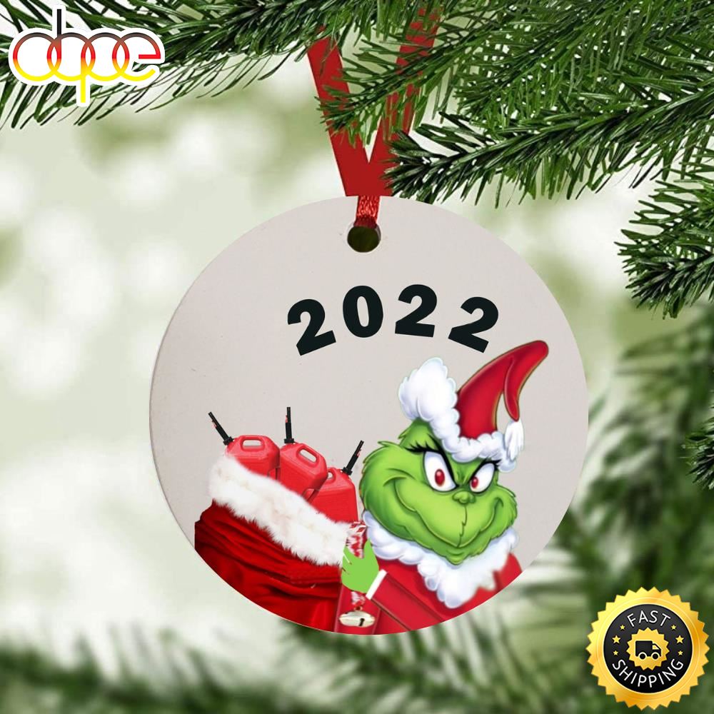 Funny 2022 Santa Grinch Christmas Gas Shortage Inflation Grinch Tree Ornament