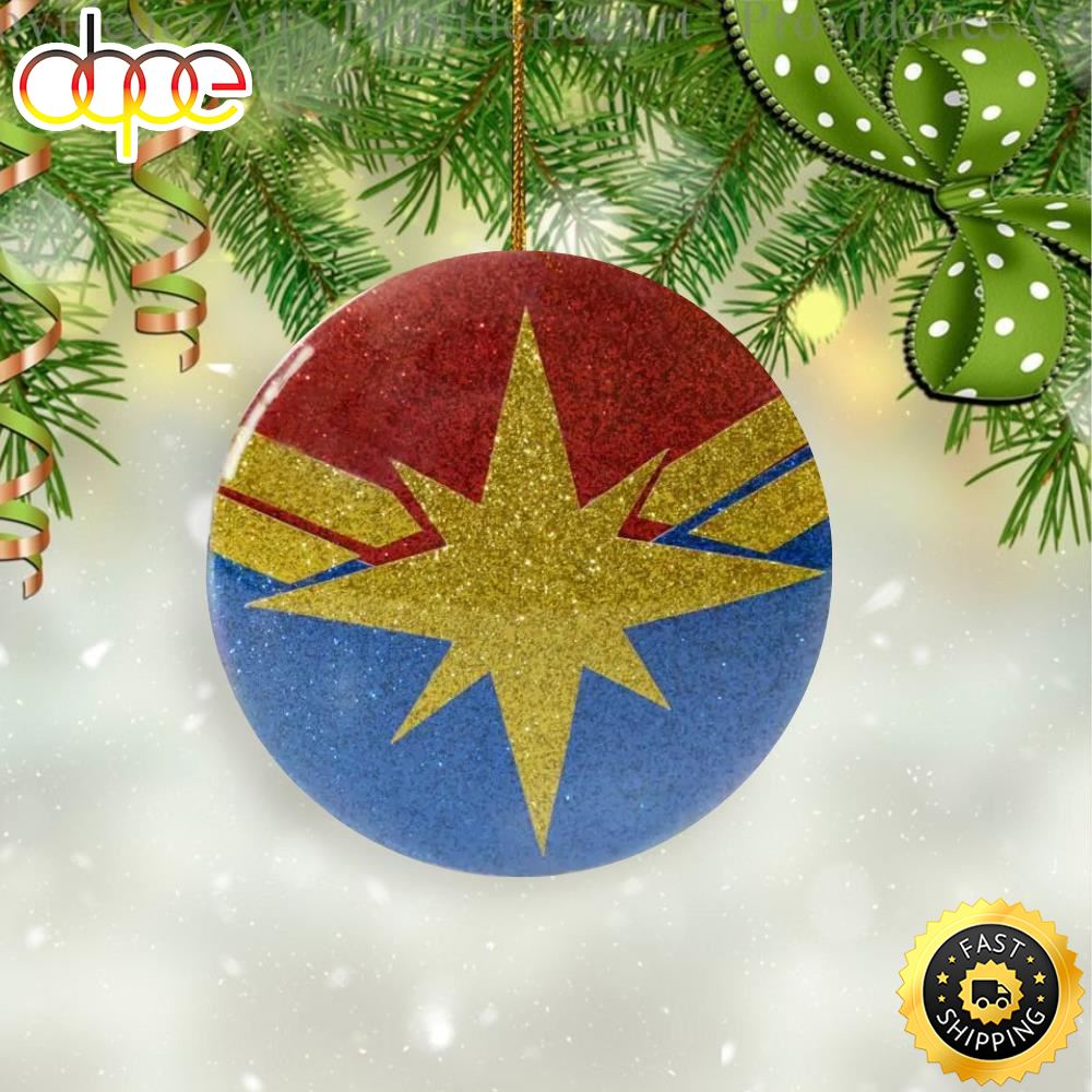 Glittery Captain Marvel Christmas Marvel Christmas Tree Ornament