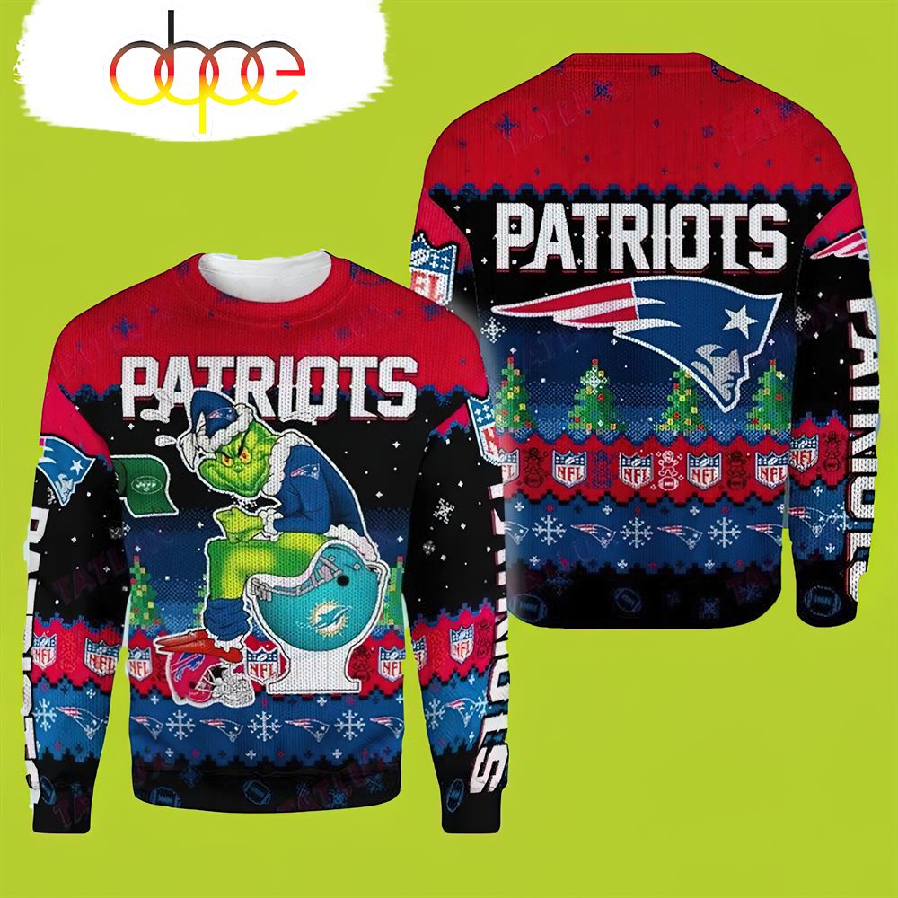Grinch New England Patriots Christmas Sweater