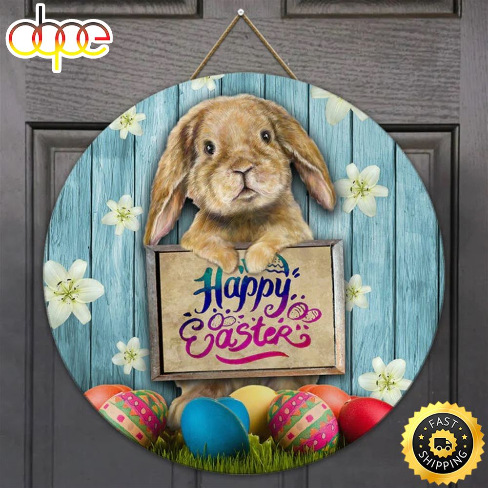 Happy Easter Bunny Eggs Home Decoration Rabbit Christmas Sign