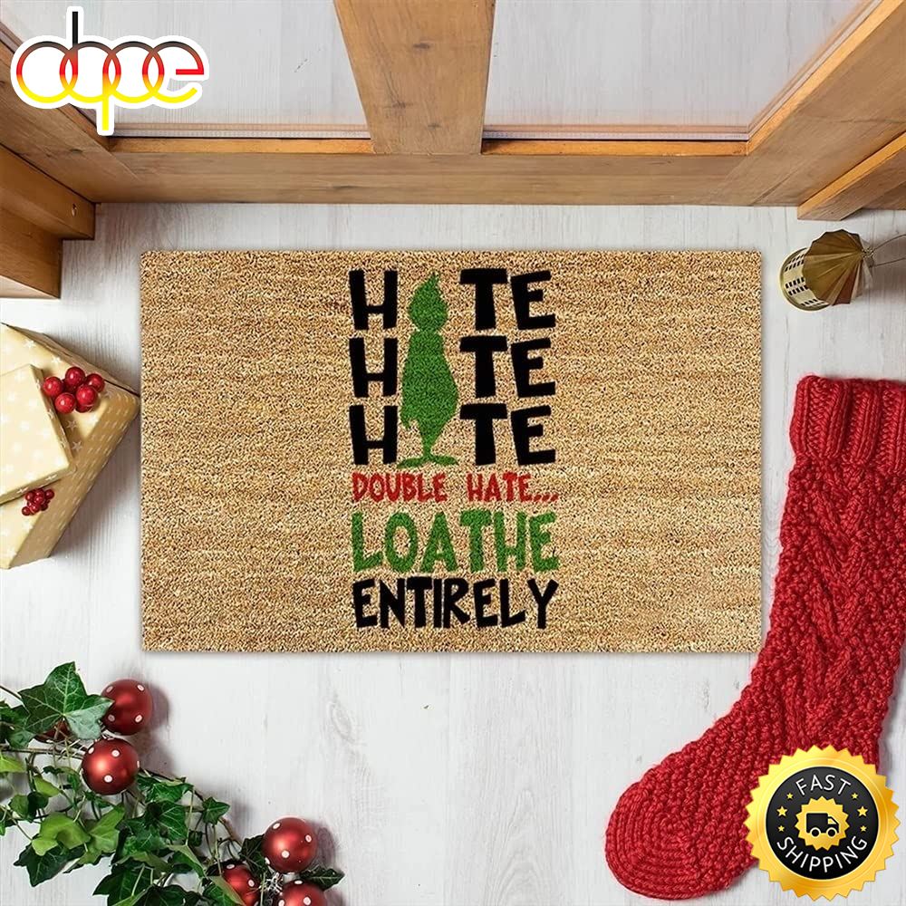 Hate Hate Hate Double Hate Christmas Area Rug Grinch Doormat