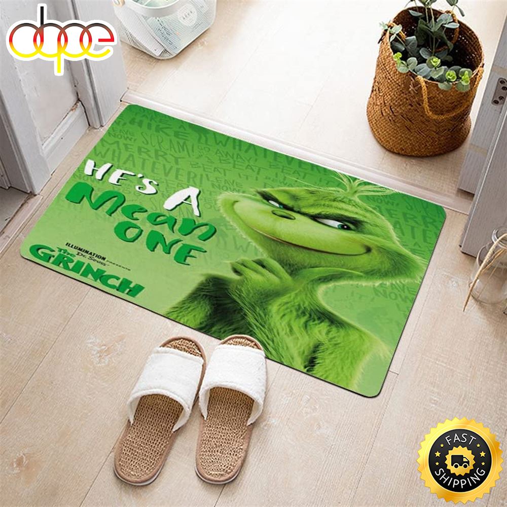 He S A Mean One Grinch Doormat Christmas Area Rug