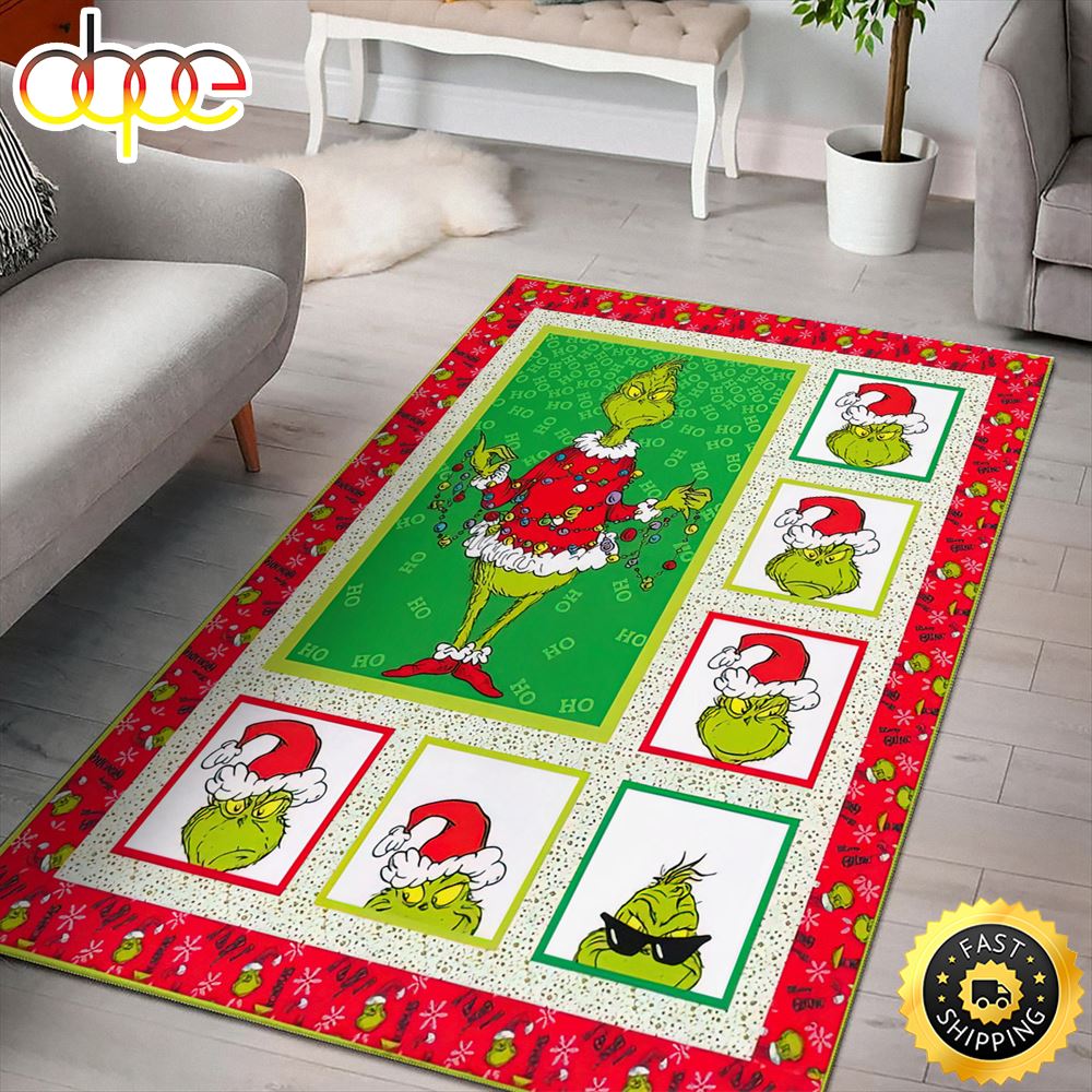 How The Grinch Stole Christmas Mischief Pattern Grinch Christmas Rug