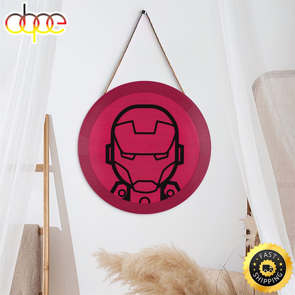 Iron Man Logo Icon Illustration Wood Marvel Sign