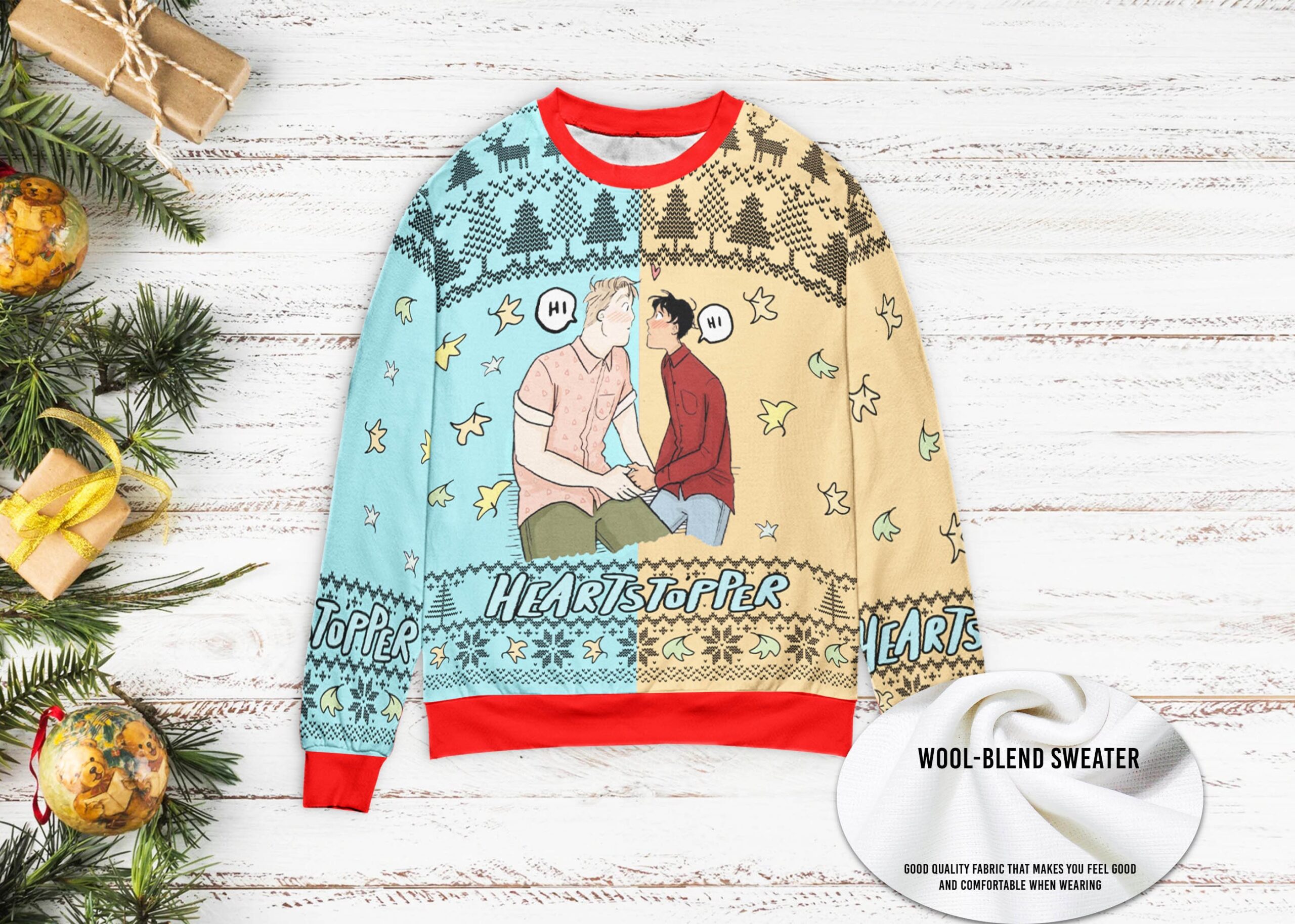 LGBTQ Heartstopper Nick And Charlie Ugly Christmas Sweater 3