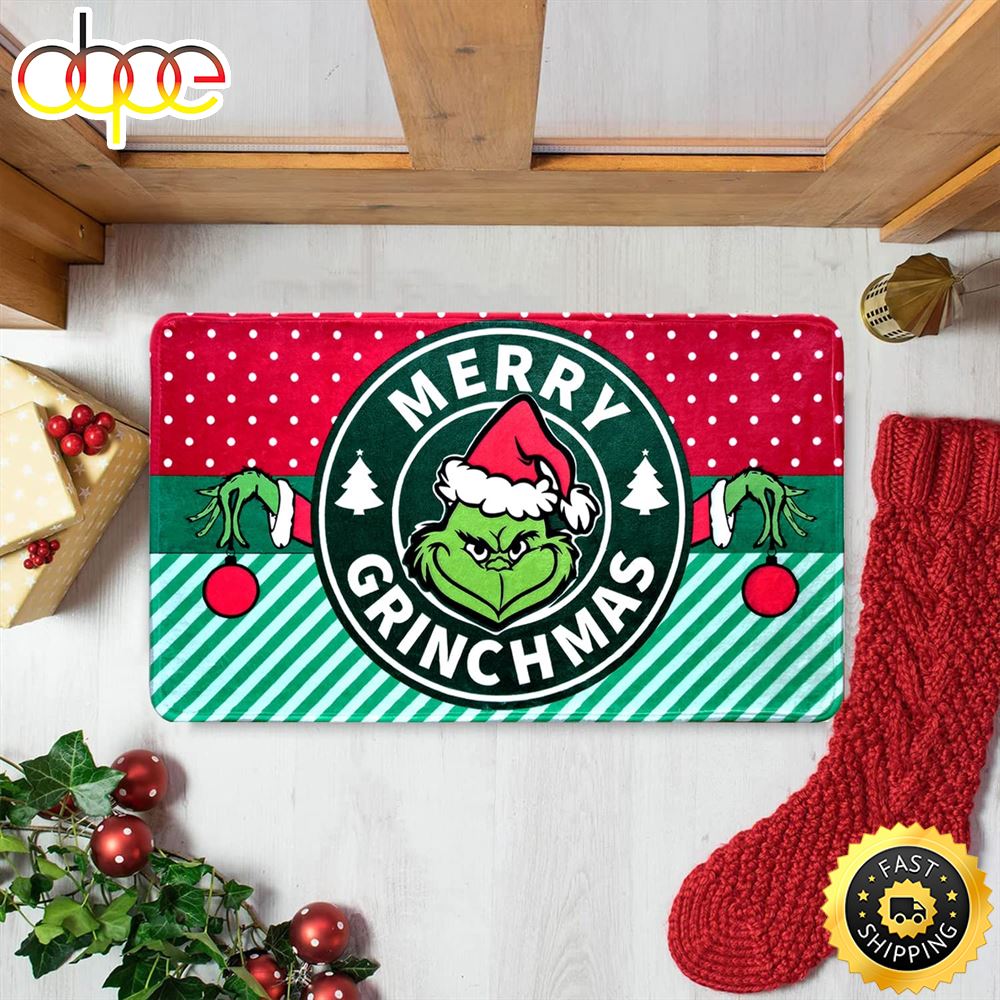 Logo Grinchmas Christmas Area Rug Grinch Doormat