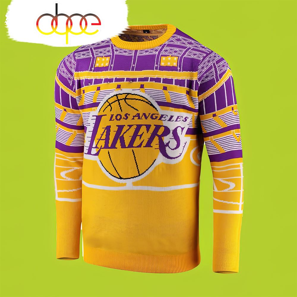 Los Angeles Lakers Courtside Bluetooth Lakers Christmas Sweater