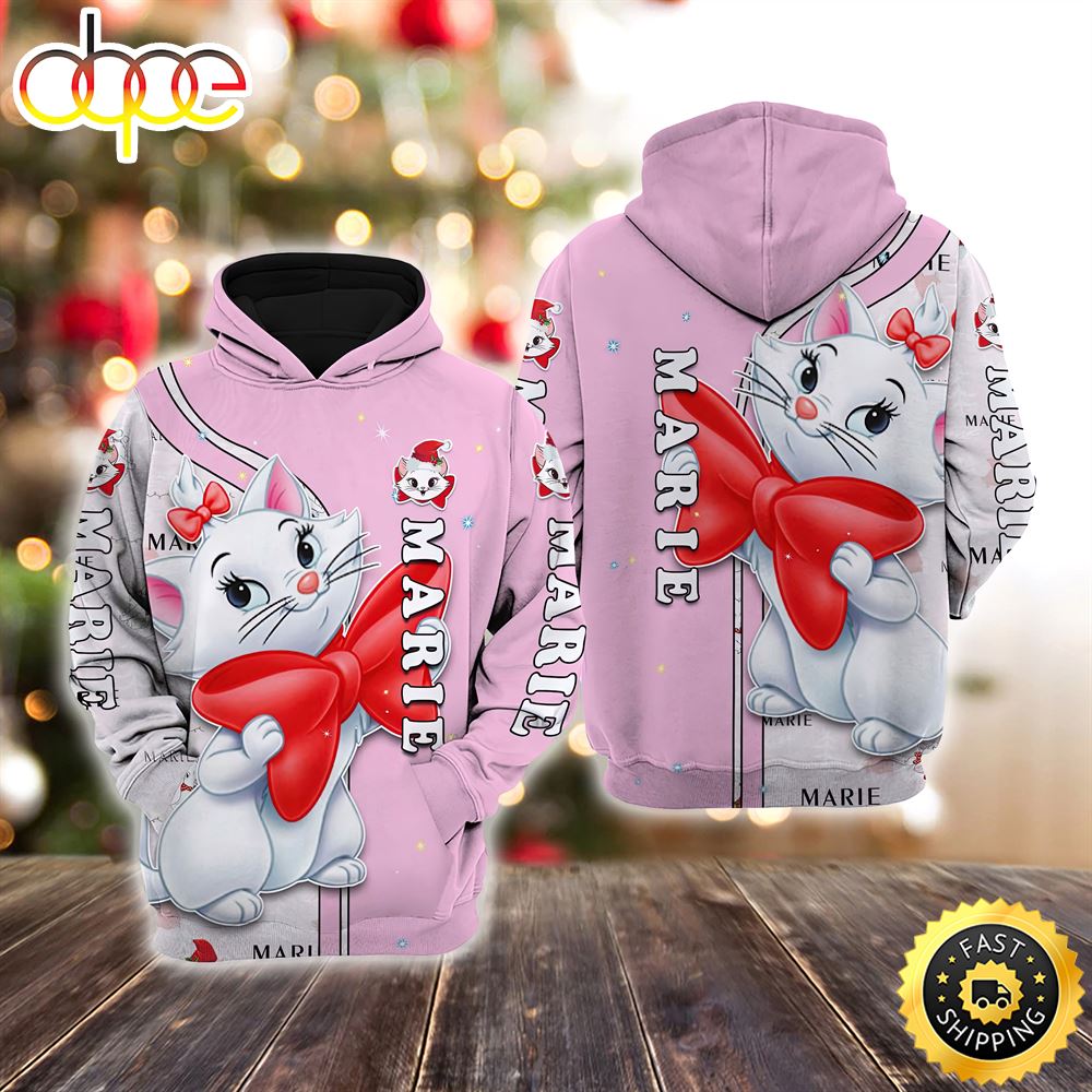 Marie Cat Pink Christmas Disney Christmas Hoodie All Over Print Shirts