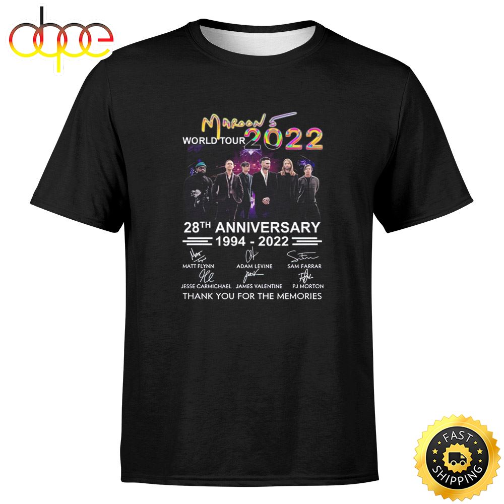 Maroon 5 28th Anniversary Signature Maroon 5 Thank You For The Memories T Shirt 1