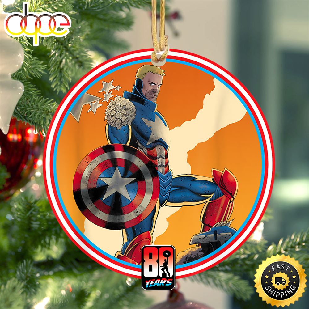 Marvel Iron Man Captain America 80th Anniversary Captain Marvel Ornament