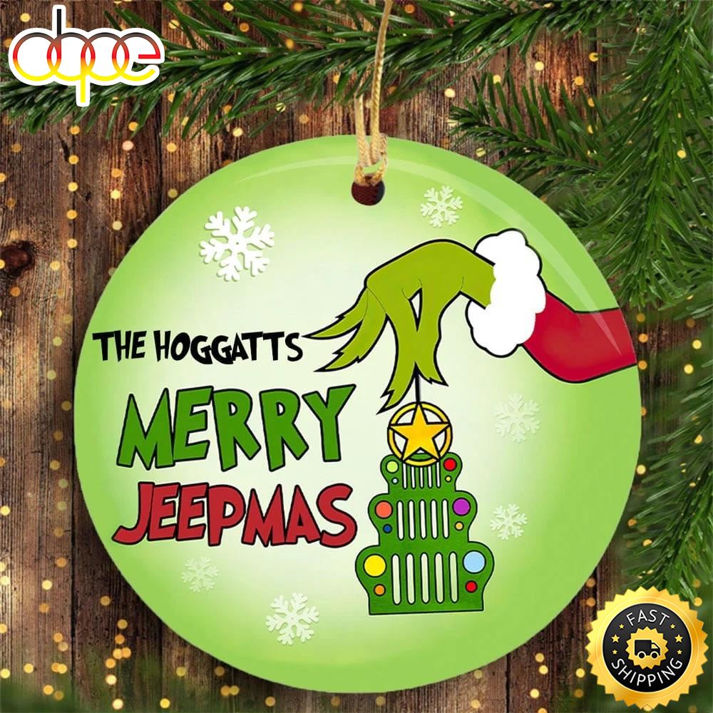 Merry Jeepmas Ornament Funny Grinch Christmas Grinch Christmas Ornament