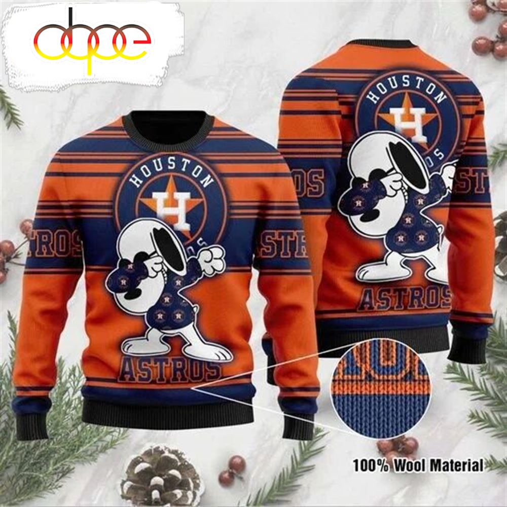 Mlb Houston Astros Snoopy 3d Wool Sweater