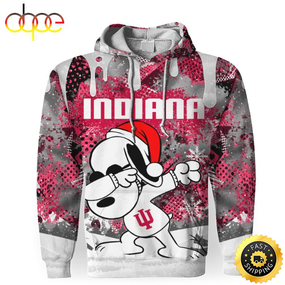 NCAA Indiana Hoosiers Snoopy Christmas Football Christmas Hoodie All Over Print Shirt