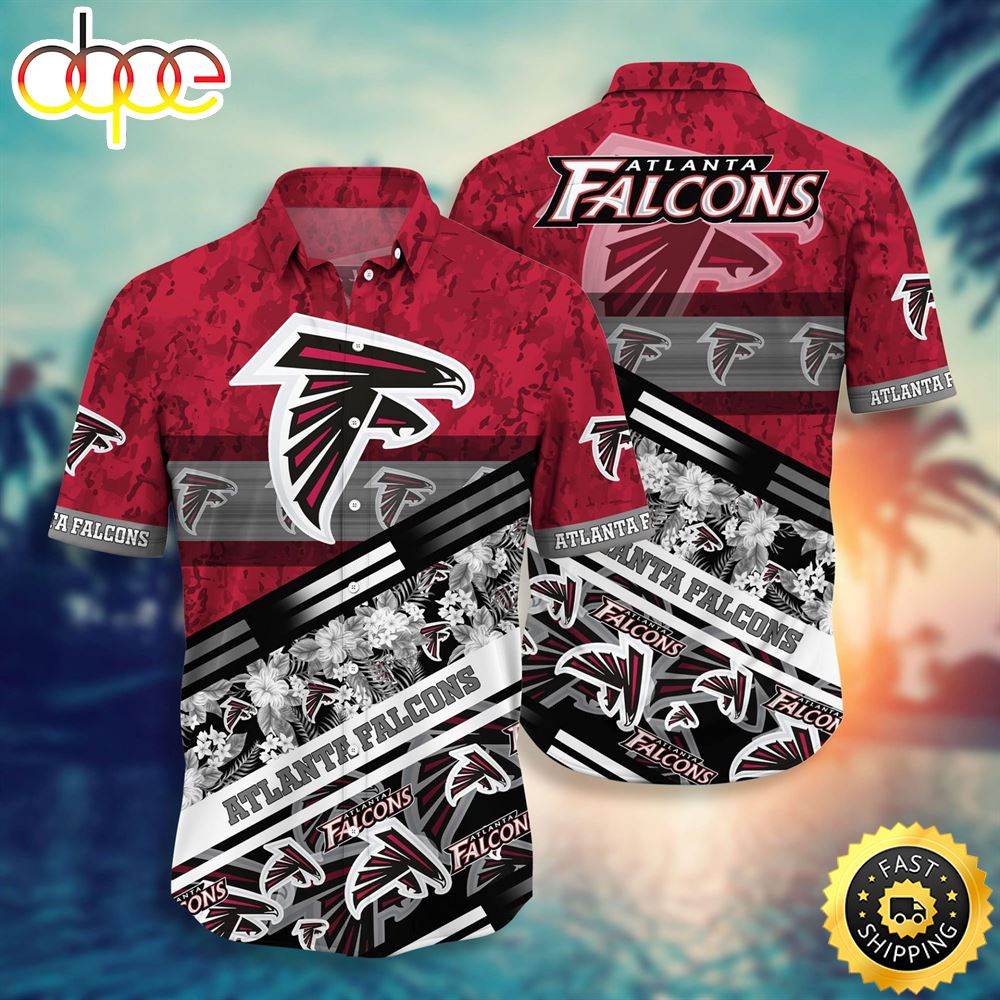NFL Atlanta Falcons Red Silver Flower Hawaiian Shirt