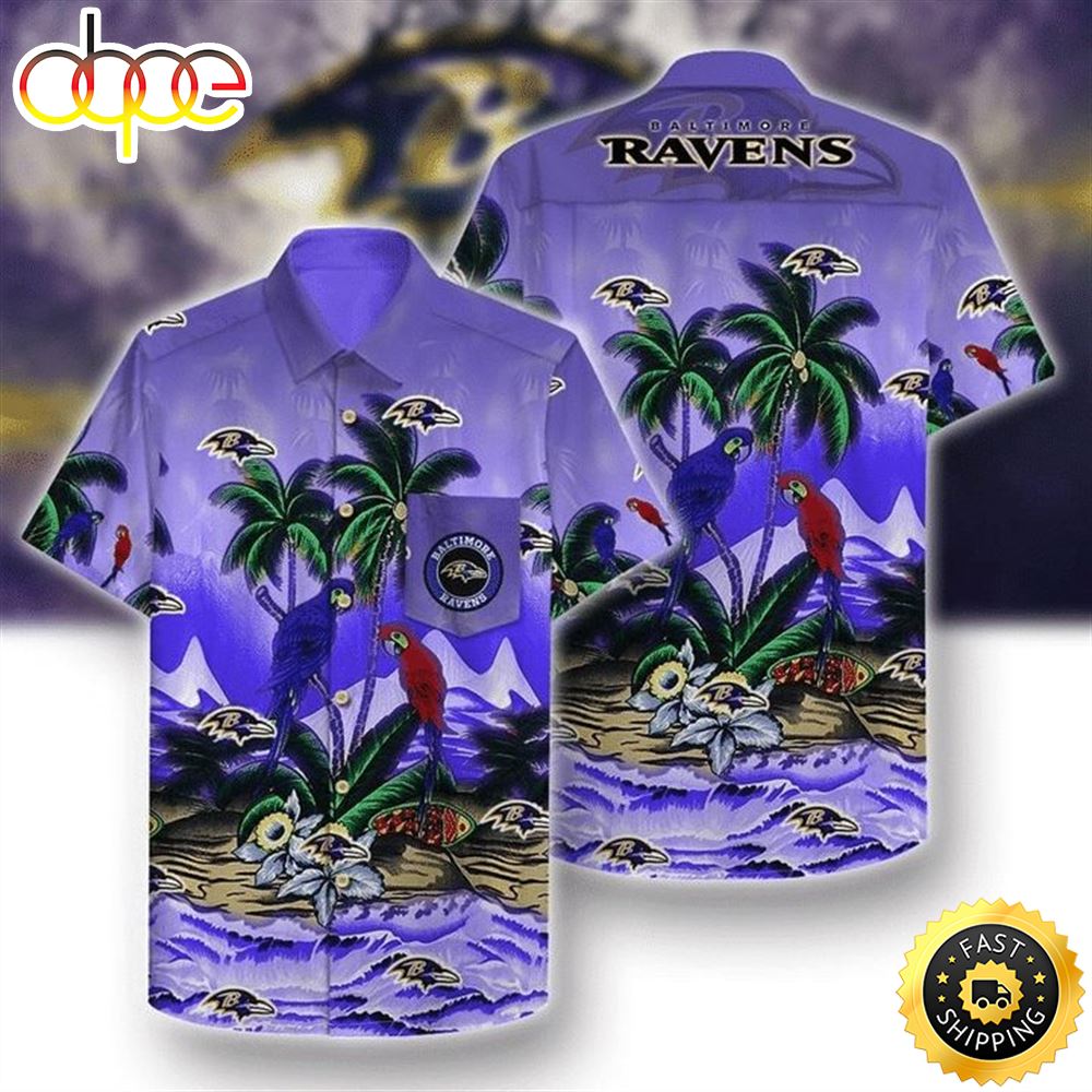 NFL Baltimore Ravens Coconut Tree Purple Hawaiian Shirt