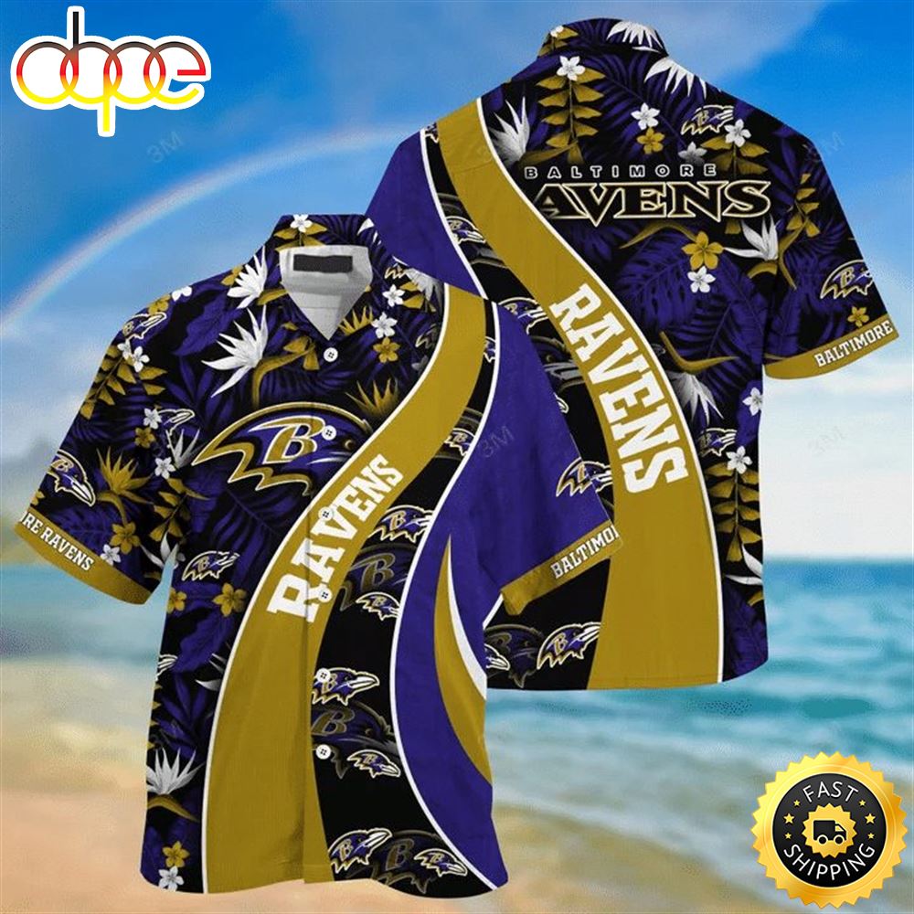 NFL Baltimore Ravens Purple Gold Hawaiian Shirt