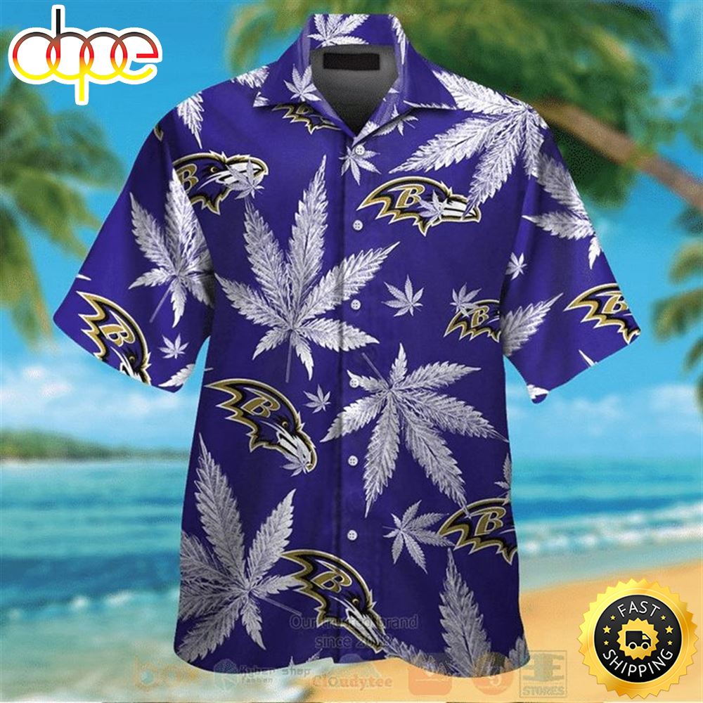 NFL Baltimore Ravens Purple Weed Hawaiian Shirt