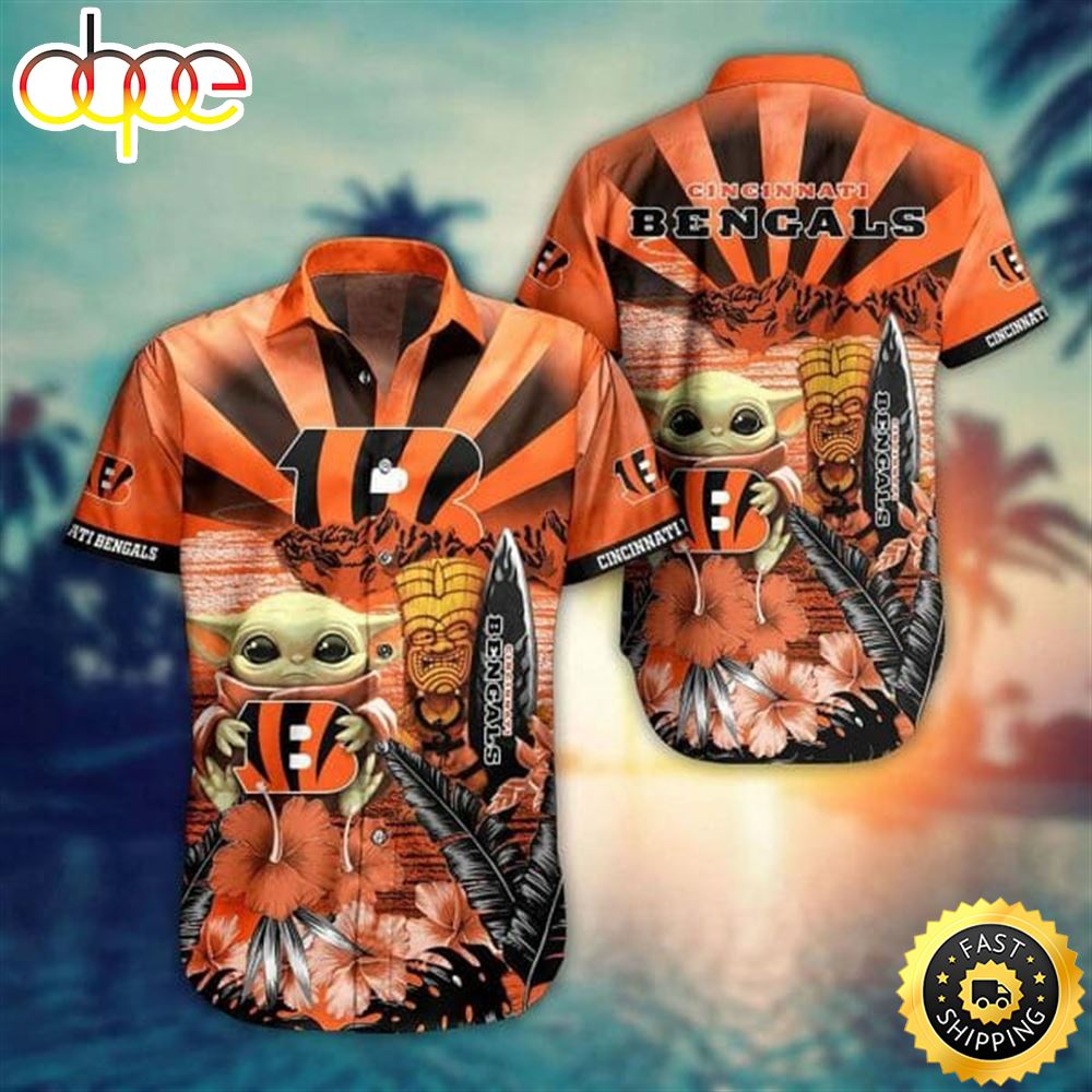 NFL Cincinnati Bengals Baby Yoda Orange Hawaiian Shirt