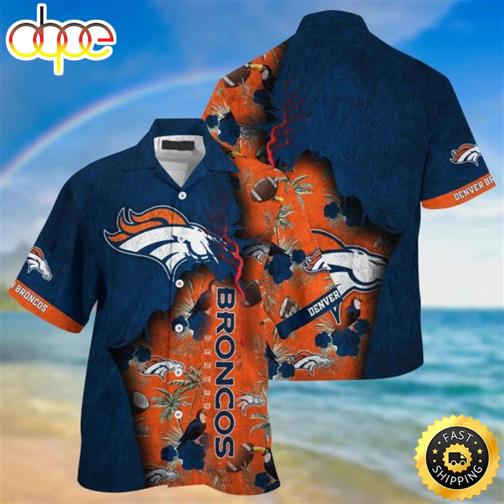 NFL Denver Broncos Navy Blue Orange Hawaiian Shirt