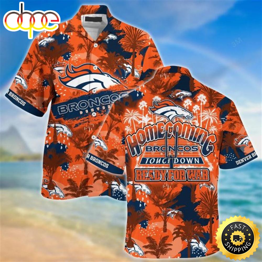 NFL Denver Broncos Orange Navy Blue Hawaiian Shirt –