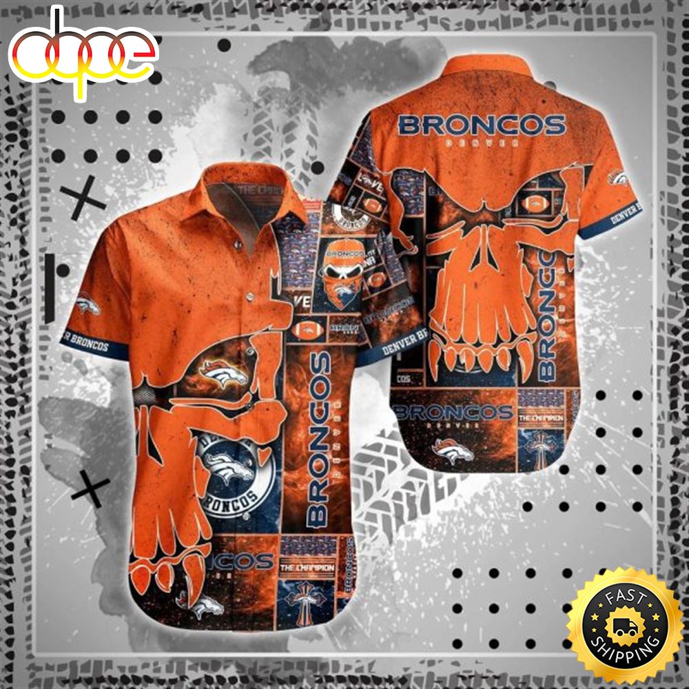 NFL Denver Broncos Orange Punisher Skull Hawaiian Shirt