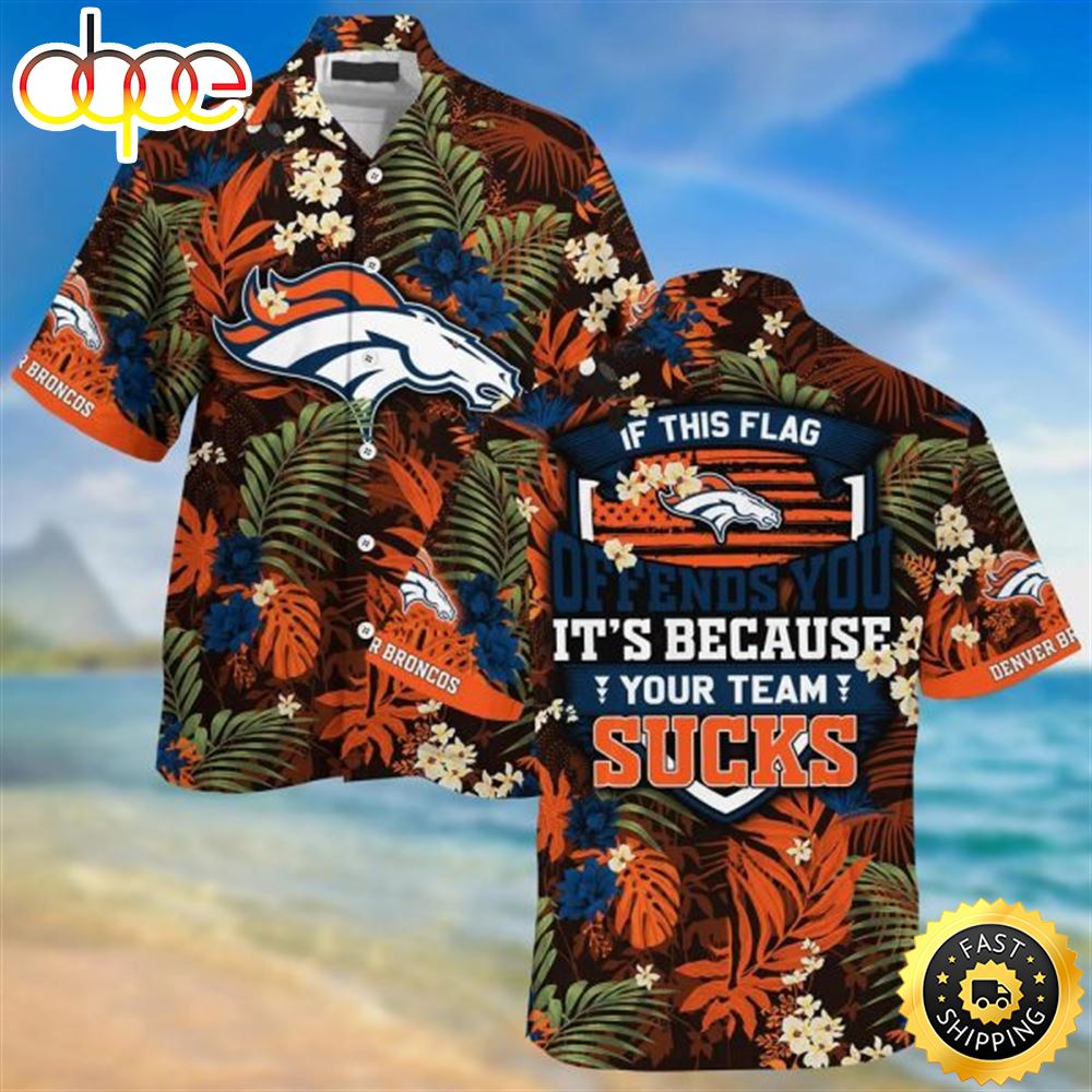 NFL Denver Broncos Tropical Flowers Hawaiian Shirt