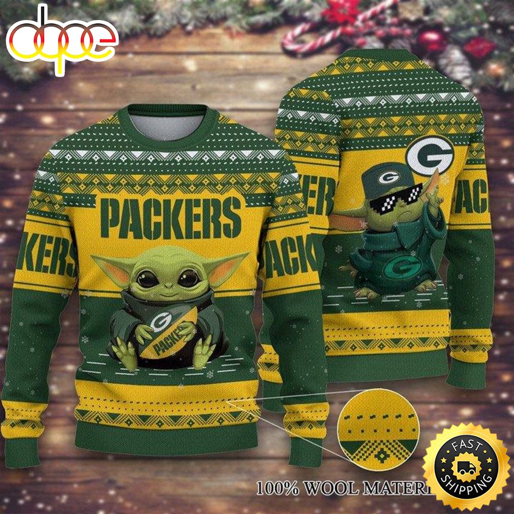 NFL Football Green Bay Packers Baby Yoda Ugly Christmas Sweater