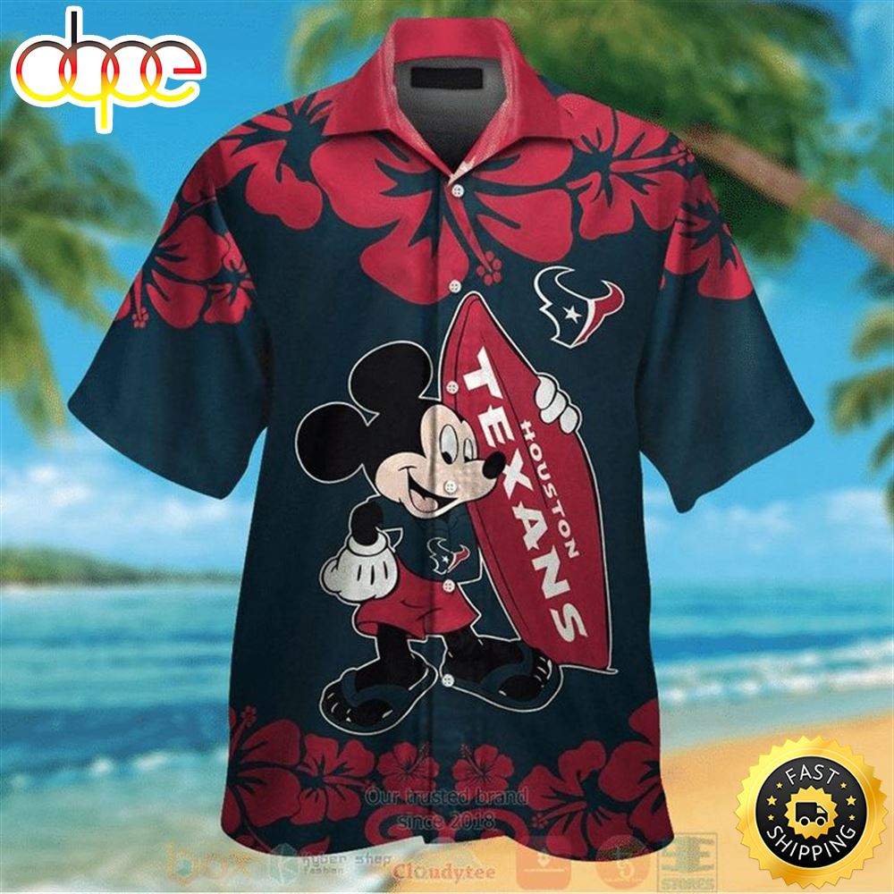 NFL Houston Texans Mickey Mouse Hawaiian Shirt