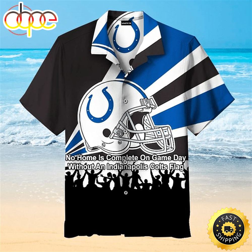 NFL Indianapolis Colts Black Blue Helmet Hawaiian Shirt
